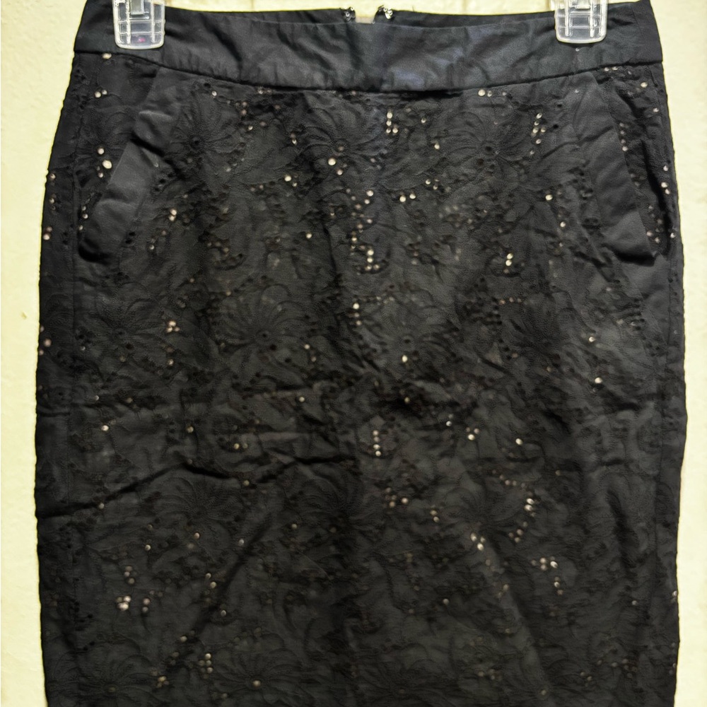 LOFT Black Knee-Length Embellished Pencil Skirt - Picture 2 of 3